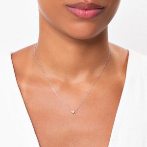 Colar Coração com Diamante em Ouro Branco 18k