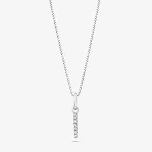Pingente Letra I com Diamante em Ouro Branco 18k