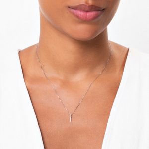 Pingente Letra I com Diamante em Ouro Branco 18k