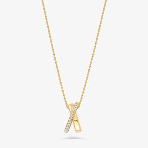 Pingente Entrelaçado  com Diamantes em Ouro Amarelo 18k