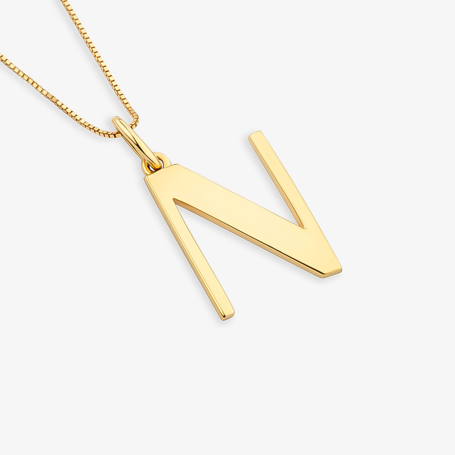 Pingente Letra N Alfabeto em Ouro Amarelo 18K