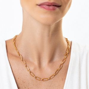 Colar Elos com Topázio em Prata 925 com Banho de Ouro Amarelo 18K