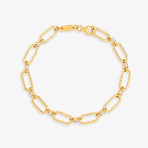 Pulseira Elos com Topázio em Prata 925 com Banho de Ouro Amarelo 18K - 19 cm