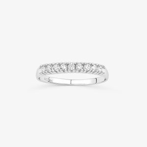 Anel Meia Aliança de 27 pontos de Diamantes em Ouro Branco 18k