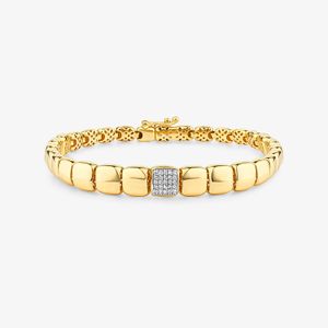 Pulseira Articulada com Pavê de Diamantes em Ouro Amarelo 18k - 20 cm