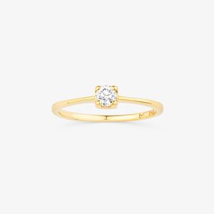 Anel Solitário em Ouro Amarelo com Diamante