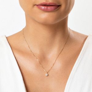 Pingente Solitário com 50 Pontos de Diamantes em Ouro Amarelo 18k