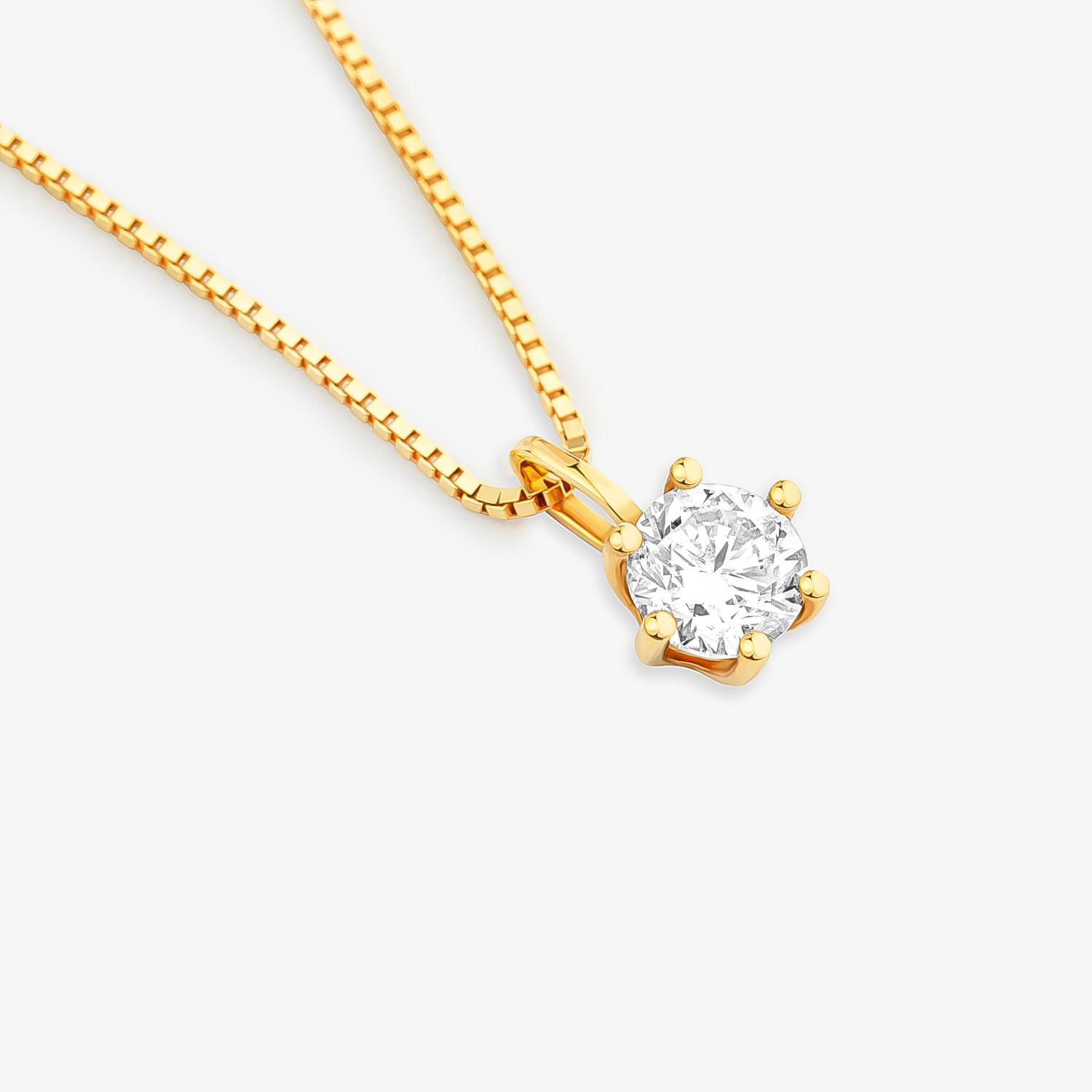 Pingente Solitário Destinée em Ouro Amarelo 18k com 50 Pontos de Diamante