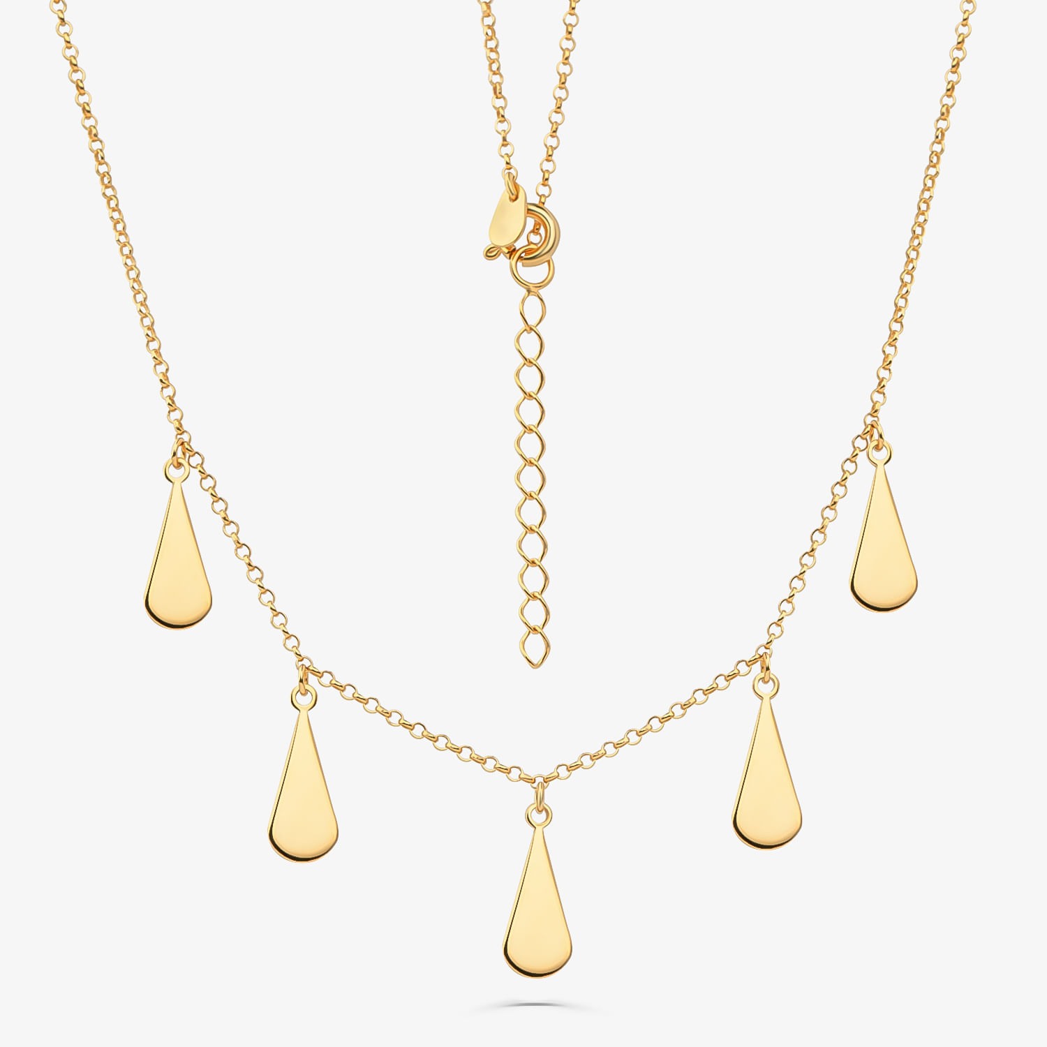 Colar Gotas em Prata 925 com Banho de Ouro Amarelo 18K  - 45cm