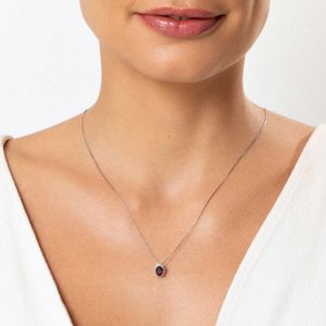Pingente Oval com Granada e Topázio em Prata 925