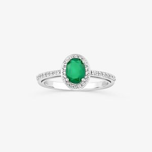 Anel Oval com Ágata Verde e Topázio em Prata 925