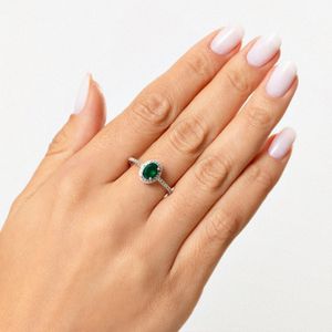 Anel Oval com Ágata Verde e Topázio em Prata 925