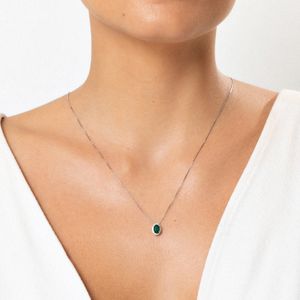 Pingente Oval com Ágata Verde e Topázio em Prata 925
