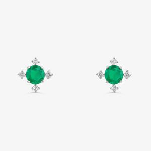 Brinco Floral com Ágata Verde e Topázio em Prata 925