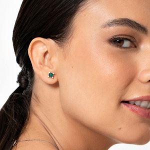 Brinco Floral com Ágata Verde e Topázio em Prata 925