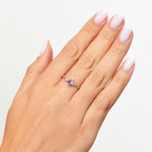 Anel Floral com Ametista e Topázio em Prata 925