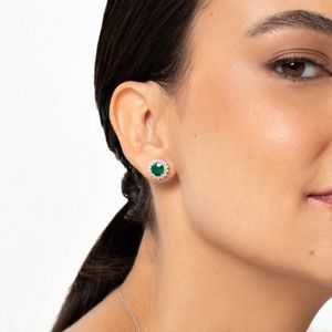 Brinco com Ágata Verde e Topázio em Prata 925