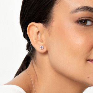 Brinco com Ametista e Topázio em Prata 925 com Banho de Ouro Rosé 18k