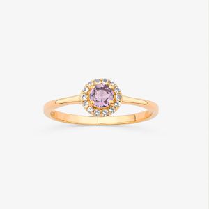 Anel com Ametista e Topázio em Prata 925 com Banho de Ouro Rosé 18k