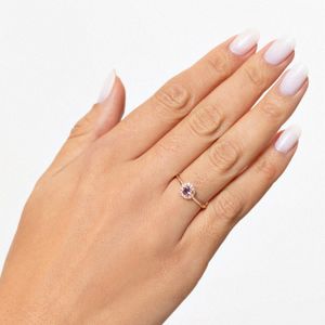 Anel com Ametista e Topázio em Prata 925 com Banho de Ouro Rosé 18k