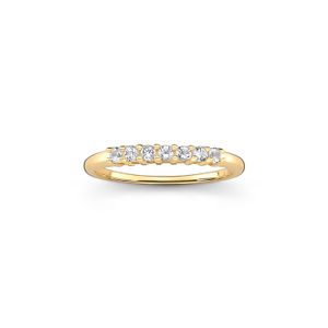 Anel Meia Aliança com Topázio em Prata 925 com Banho de Ouro Amarelo 18k