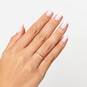 Anel Meia Aliança com Topázio em Prata 925 com Banho de Ouro Amarelo 18k