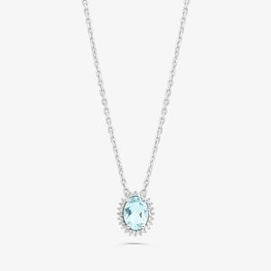 Colar Oval com Topázio Azul e Topázio em Prata 925