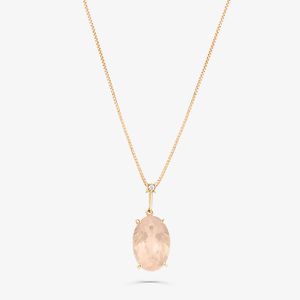 Pingente com Quartzo Rosa e Diamantes em Ouro Rosé 18K