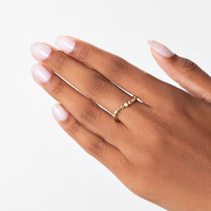 Anel Esferas Cravejado em Prata 925 com Banho de Ouro Amarelo 18k