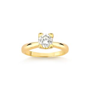 Anel Solitário com 70 Pontos de Diamantes em Ouro Amarelo 18k