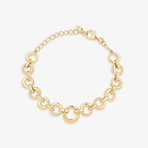 Pulseira Círculos em Prata 925 com Banho de Ouro Amarelo 18K - 18 cm