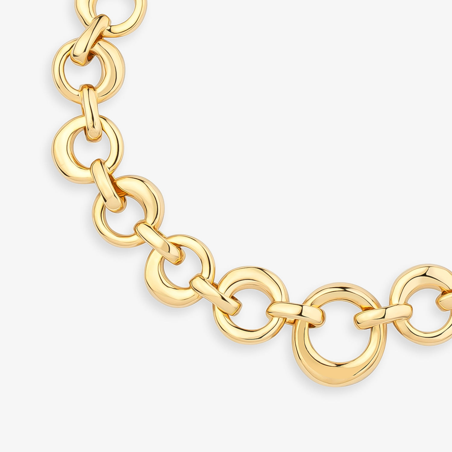 Pulseira Círculos em Prata 925 com Banho de Ouro Amarelo 18K - 18 cm
