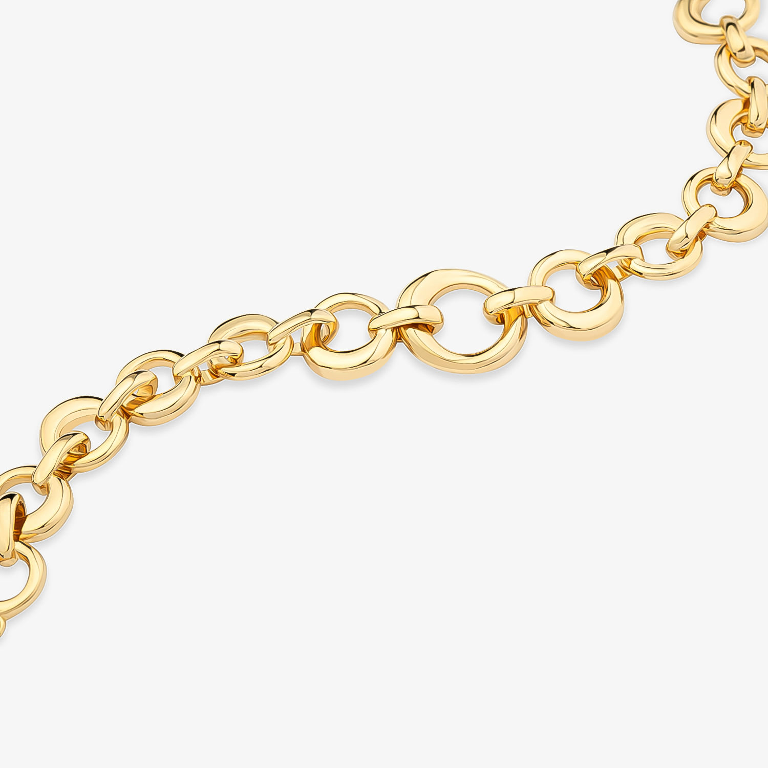 Pulseira Círculos em Prata 925 com Banho de Ouro Amarelo 18K - 18 cm