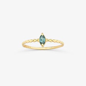 Anel Navete com Topázio London em Ouro Amarelo 18k