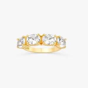 Anel Cravejado em Prata 925 com Banho de Ouro Amarelo 18k