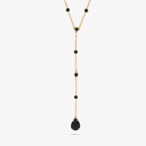 Colar em Ouro Amarelo com Diamante e Quartzo Negro