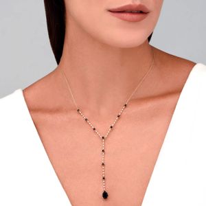 Colar em Ouro Amarelo com Diamante e Quartzo Negro