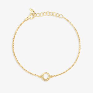 Pulseira Círculo com Topázio em Prata 925 com Banho de Ouro Amarelo 18K - 18,5 cm