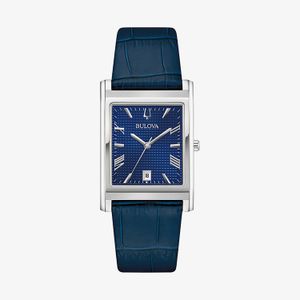 Relógio Bulova Retangular Masculino em Couro Azul 96B442