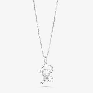 Pingente Menino com Diamante em Ouro Branco 18k