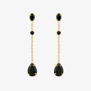 Brinco em Ouro Amarelo com Diamante Quartzo Negro
