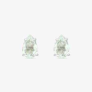 Brinco Stud Gota com Água Marinha em Ouro Branco 18k