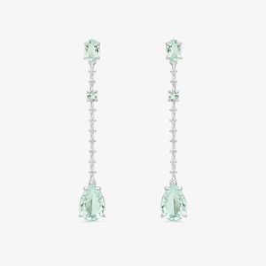Brinco Maxi Articulado com Água Marinha e Diamantes em Ouro Branco 18k