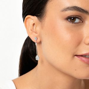 Brinco Maxi Articulado com Água Marinha e Diamantes em Ouro Branco 18k