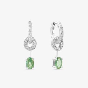 Brinco Argola com Topázio Verde e Safira em Prata 925