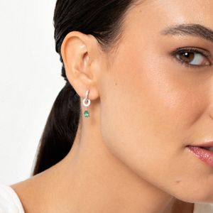 Brinco Argola com Topázio Verde e Safira em Prata 925