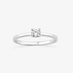 Anel Solitário com 25 pontos de Diamantes em Ouro Branco 18k