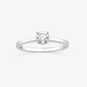 Anel Solitário com 40 pontos de Diamantes em Ouro Branco 18k