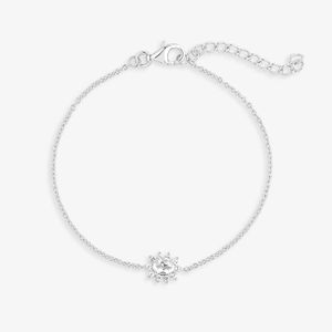 Pulseira Floral com Topázio em Prata 925 - 18 cm