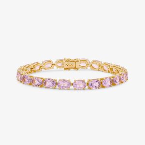 Pulseira com Rose de France e Topázio London em Prata 925 com banho de Ouro Amarelo 18k - 18 cm